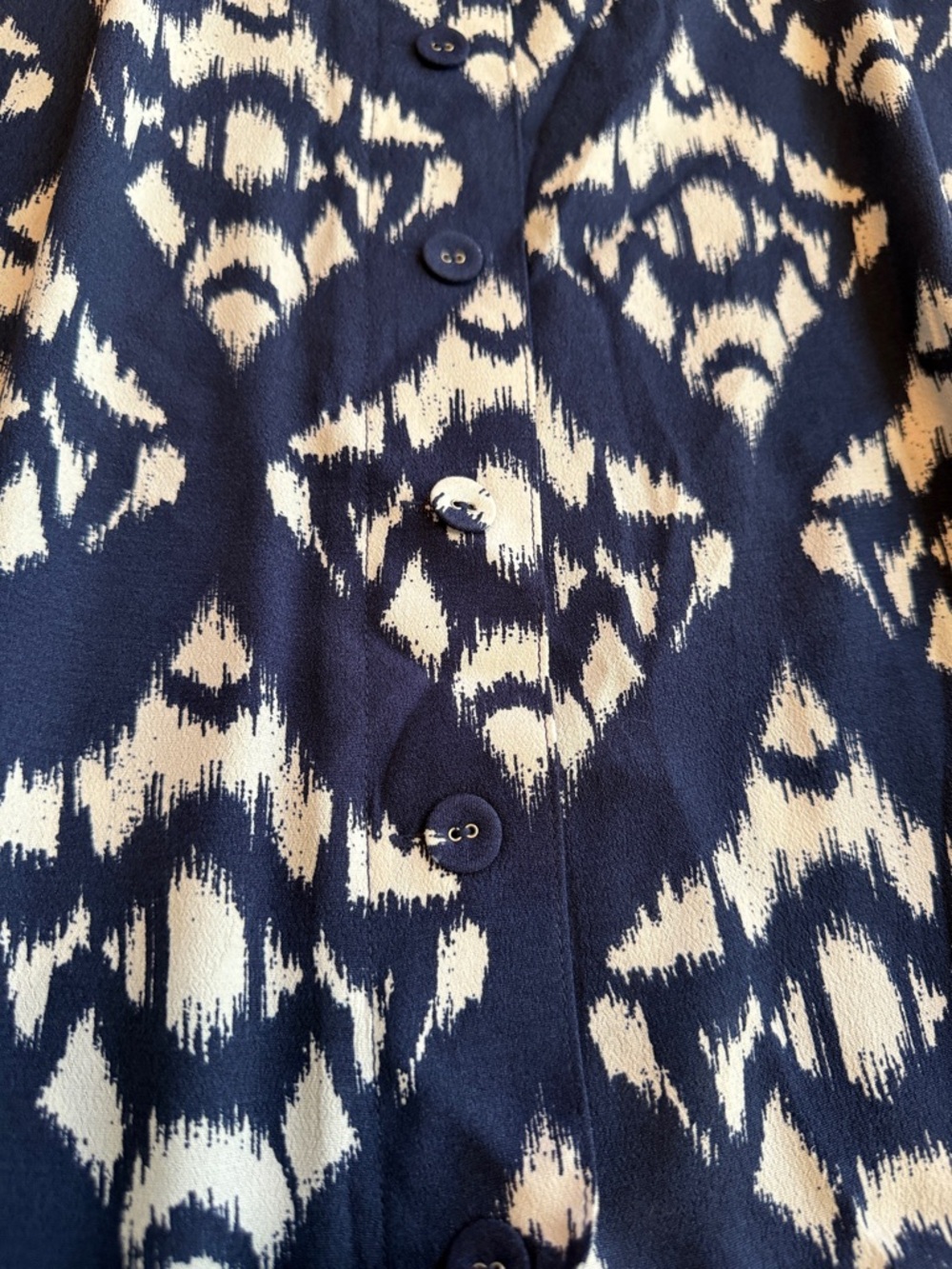 Talbots Navy and White Diamond-Print A-Line Midi Skirt - Picture 5 of 6